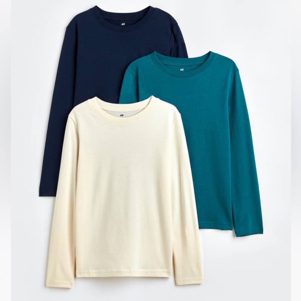H&M Kids Long Sleeve Tees - Navy, Teal, and Cream
